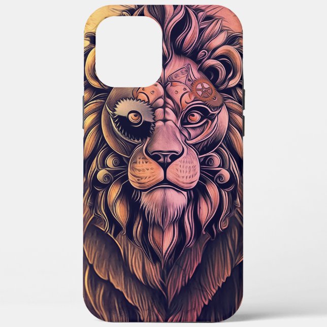 Steampunk Colour Gradient Rustic Lion Case-Mate iPhone Case (Back)