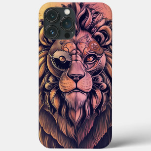 Steampunk Colour Gradient Rustic Lion iPhone 13 Pro Max Case
