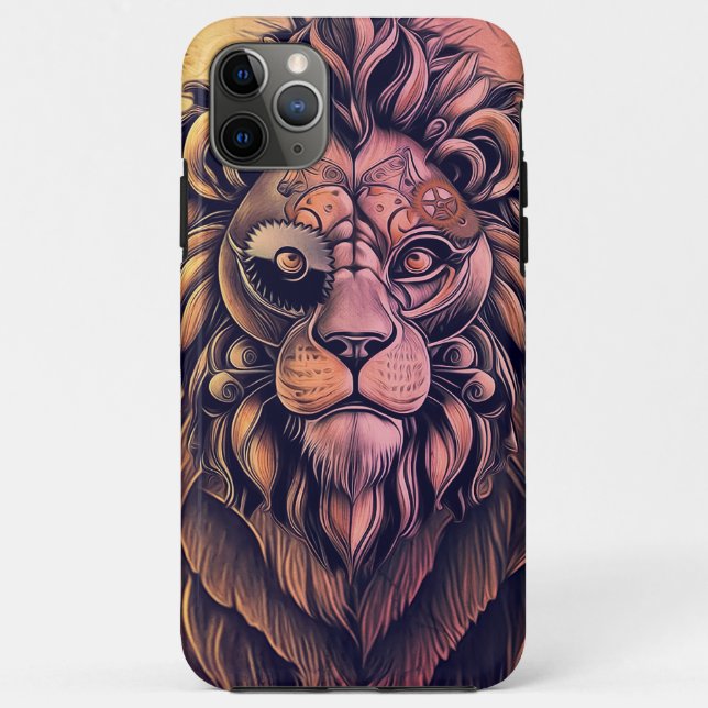 Steampunk Colour Gradient Rustic Lion Case-Mate iPhone Case (Back)
