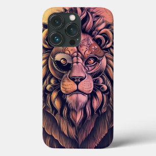Steampunk Colour Gradient Rustic Lion iPhone 13 Pro Case