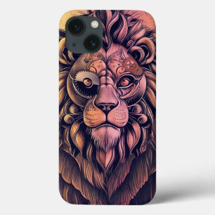 Steampunk Colour Gradient Rustic Lion iPhone 13 Case