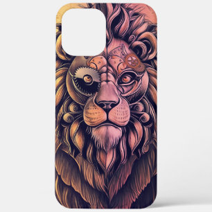 Steampunk Colour Gradient Rustic Lion iPhone 12 Pro Max Case