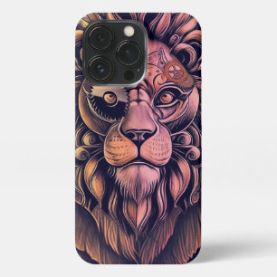 Steampunk Colour Gradient Rustic Lion iPhone 13 Pro Case