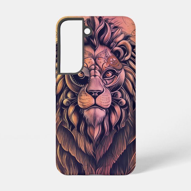 Steampunk Colour Gradient Rustic Lion Samsung Galaxy S22 Case (Back)