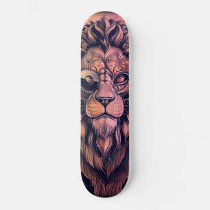 Steampunk Colour Gradient Rustic Lion Skateboard