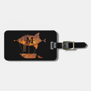 Steampunk Colourful Rust Airship Custom Monogram Luggage Tag