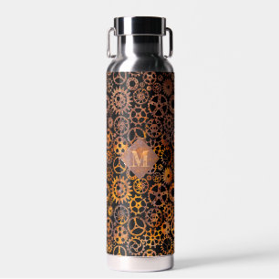 Steampunk Colourful Rusty Gears Custom Monogram Water Bottle