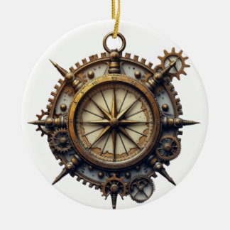 Steampunk Compass Ceramic Tree Decoration