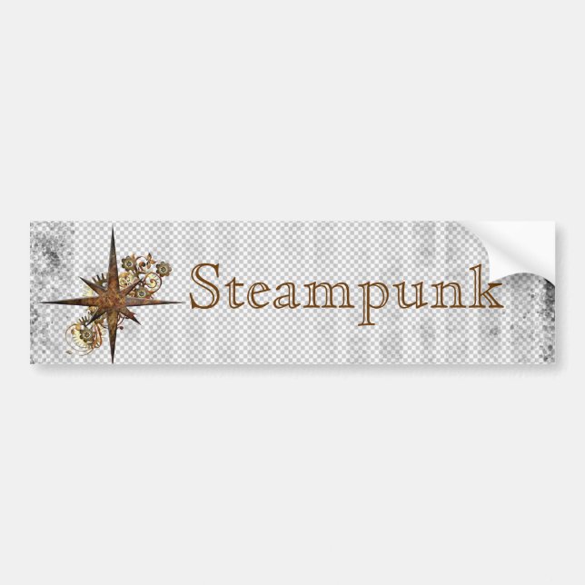 Steampunk Compass Star Grunge Bumper Sticker (Front)