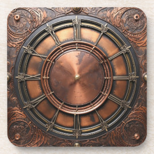 Steampunk Copper Time Face Coaster