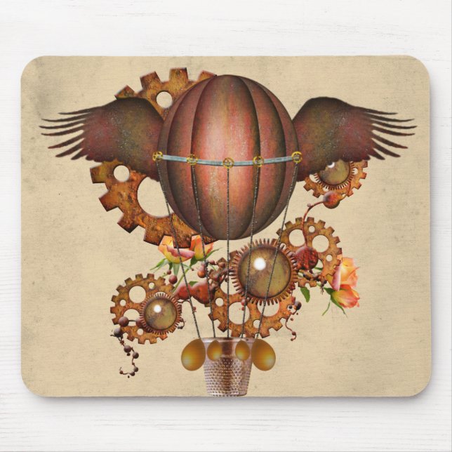 Steampunk Copper Winged Balloon Mouse Pad (Front)