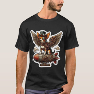 Steampunk Corgi Adventure Sticker - Whimsical Flyi T-Shirt