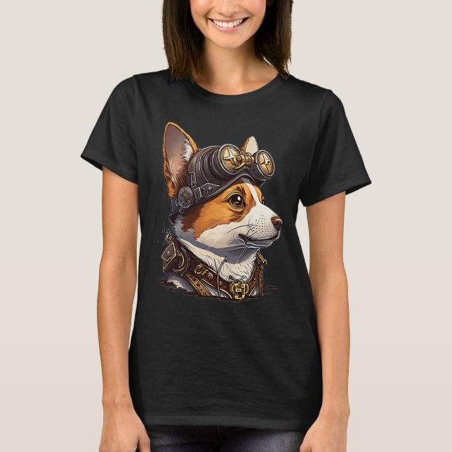 Steampunk Corgi Head  For Women & Men  2 T-Shirt (Front)