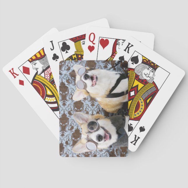 Steampunk Corgis Bicycle Playing Cards (Back)