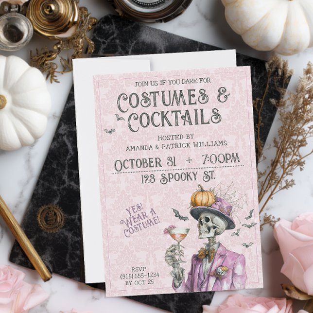 Steampunk Costume Cocktails Adult Halloween Invitation (Steampunk Costumes and Cocktails Halloween Party Invitation)