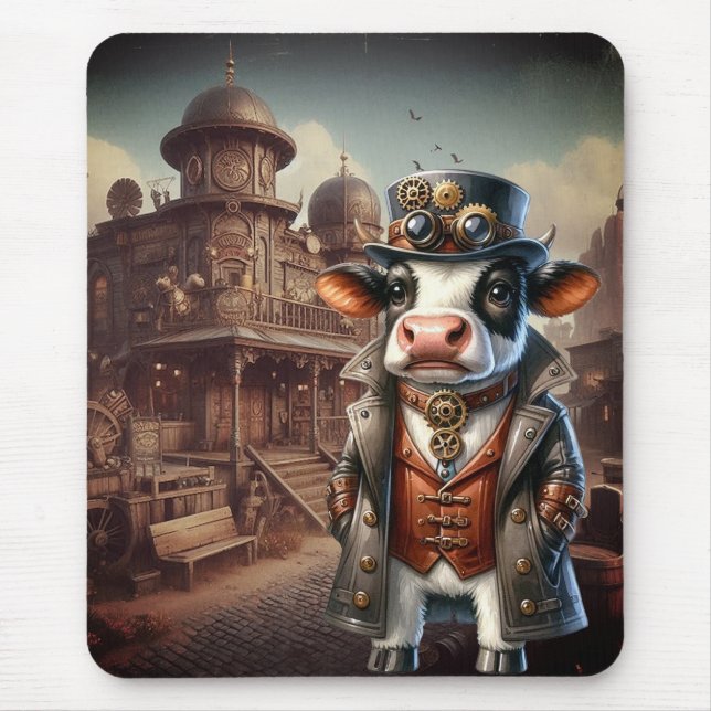 Steampunk Cow  Mouse Pad (Front)
