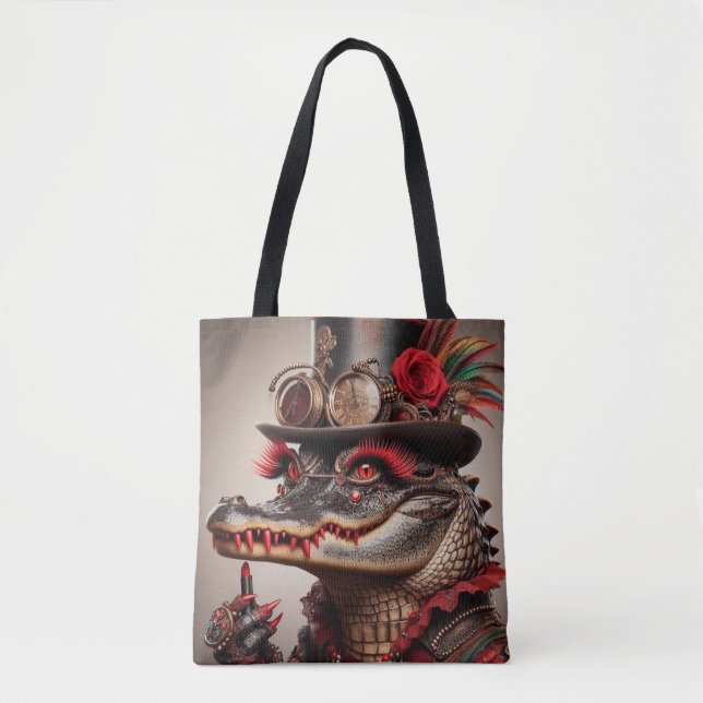Steampunk Crocodile Top Hat Red Lipstick    Tote Bag (Front)