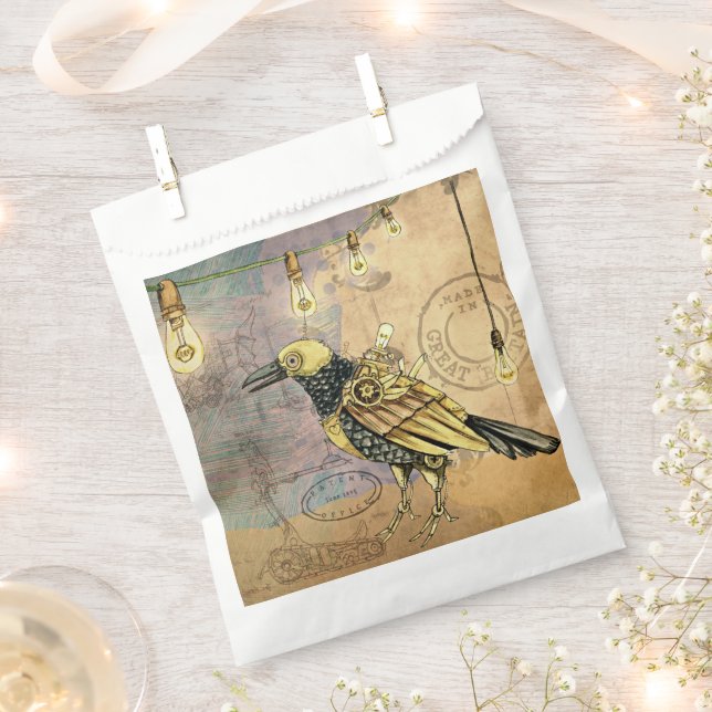 Steampunk Crow  Favour Bags (Clipped)