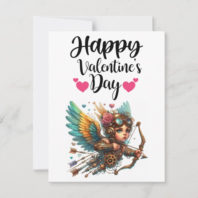 Steampunk Cupid Valentine Day Card (Front)