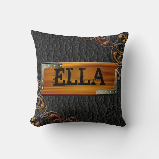 Steampunk Customise Leather Nameplate Cushion (Front)