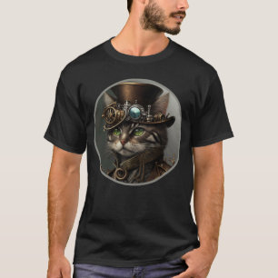 Steampunk Cute Cat Retro Scifi Mechanical Gear Cos T-Shirt