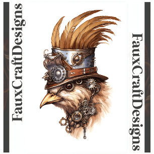 Steampunk Cute Crazy Chicken Decoupage 113 Tissue Paper