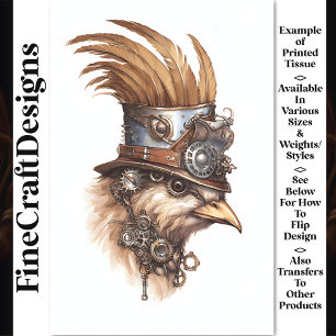 Steampunk Cute Crazy Chicken Decoupage Right 113 Tissue Paper