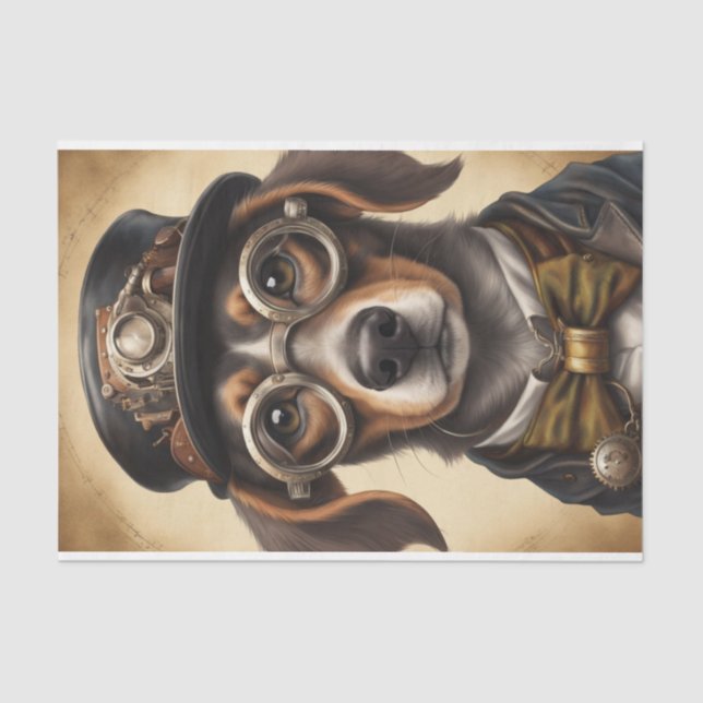 Steampunk Dachshund Decoupage Paper (Front)