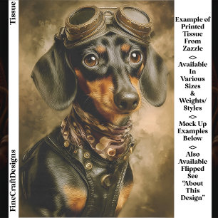 Steampunk Dachshund Dog Aviator EP7R Decoupage Tissue Paper