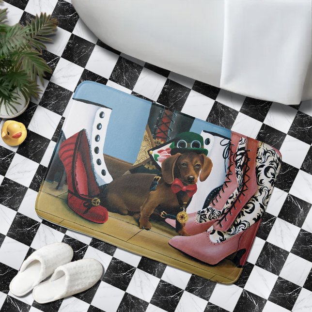 Steampunk Dachshund Shoes Boots Victorian Bath Mat (Creator Uploaded)