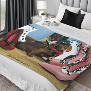 Steampunk Dachshund Shoes Boots Victorian Fleece Blanket