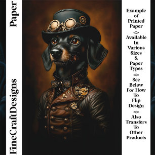 Steampunk Dachshund Wiener Dog CR5 Craft Paper