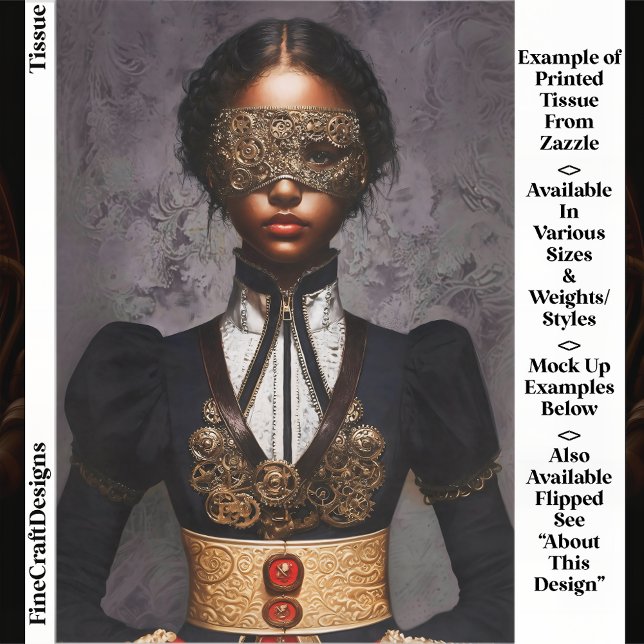 Steampunk Dark Skin Woman In Mask EM4R Decoupage Tissue Paper (Creator Uploaded)