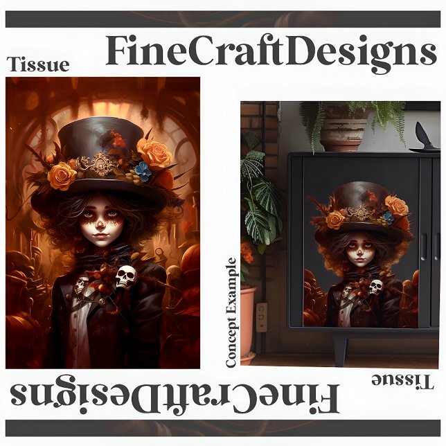 Steampunk Day Of The Dead Girl Decoupage Left 122 Tissue Paper (Creator Uploaded)