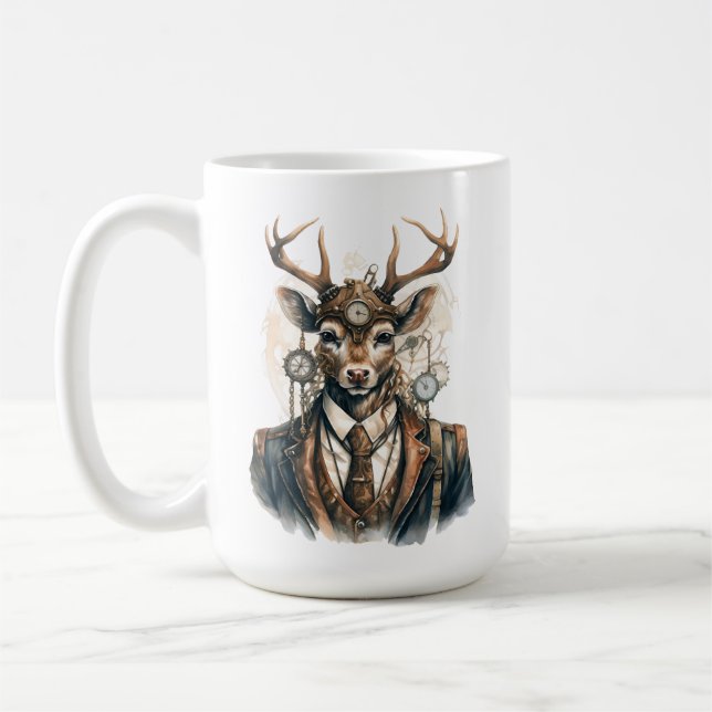 Steampunk Deer Coffee Mug (Left)