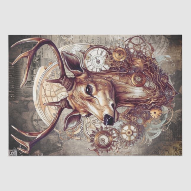 Steampunk Deer Tissue Paper (Front)