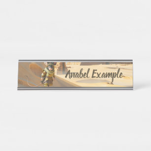 Steampunk Desert Explorer Mouse  Desk Name Plate