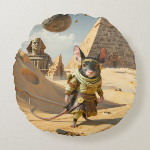 Steampunk Desert Explorer Mouse Round Cushion