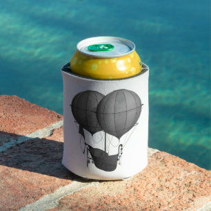 Steampunk Design Black and White Flying Machine Can Cooler