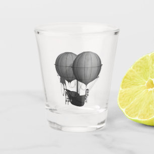 Steampunk Design Black and White Flying Machine Shot Glass