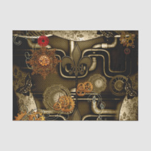 Steampunk design with clocks and gears tissue paper