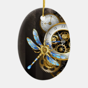 Steampunk Dials with Dragonfly Ceramic Tree Decoration