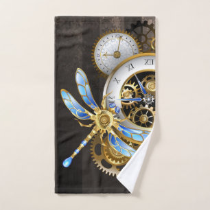 Steampunk Dials with Dragonfly Hand Towel