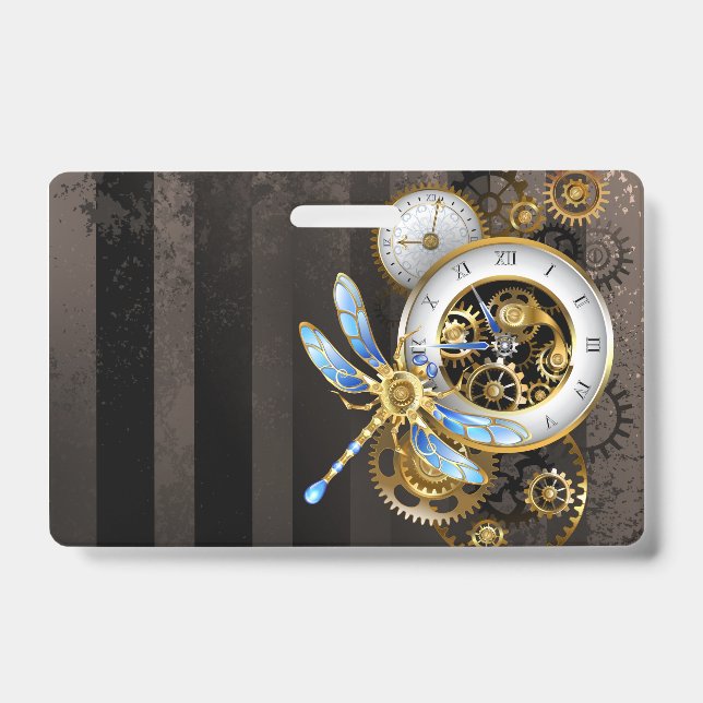 Steampunk Dials with Dragonfly ID Badge (Front)