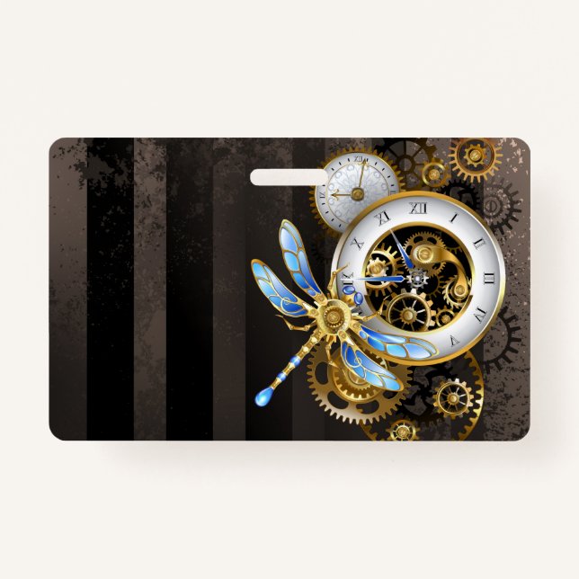 Steampunk Dials with Dragonfly ID Badge (Front)