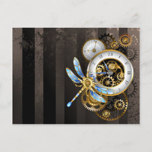 Steampunk Dials with Dragonfly Postcard