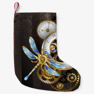 Steampunk Dials with Dragonfly Small Christmas Stocking