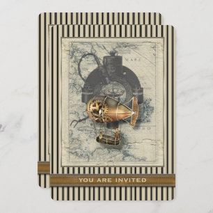 Steampunk Dirigible Balloon Event Invitation