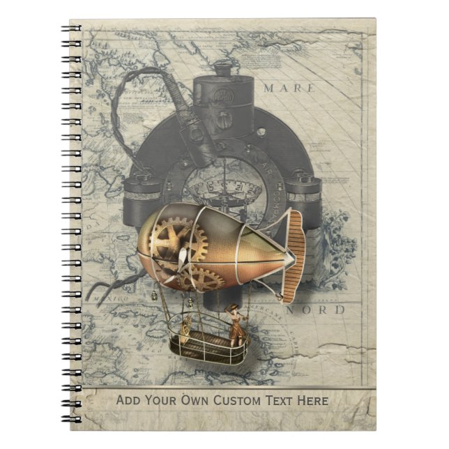 Steampunk Dirigible Balloon Ride Notebook (Front)