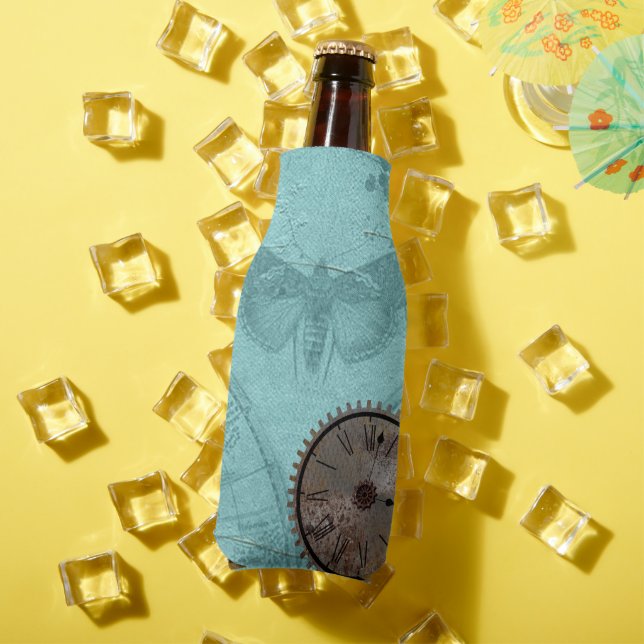 Steampunk Distressed Butterfly Vintage Bottle Cooler (In Situ Summer)
